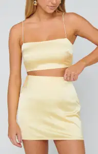 All Night Skort ~ Pale Yellow Luxe Satin(XS)