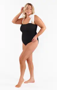 Hudson One Piece ~ Black Scrunch with White Bow(XS)