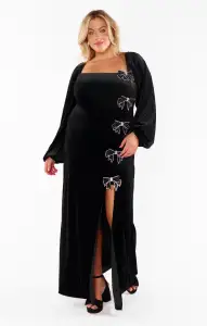 Eloise Dress ~ Velvet with Rhinestone Bows(XS)
