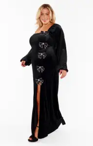 Eloise Dress ~ Velvet with Rhinestone Bows(XS)