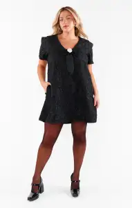 Jeannette Dress ~ Black Blooms Jacquard(XS)