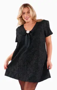 Jeannette Dress ~ Black Blooms Jacquard(XS)