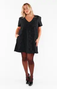 Jeannette Dress ~ Black Blooms Jacquard(XS)