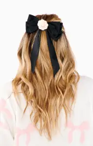 Delaney Bow ~ Black with Rosette(OS)