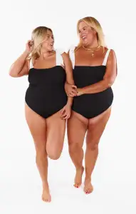 Hudson One Piece ~ Black Scrunch with White Bow(XS)