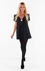Jeannette Dress ~ Black Blooms Jacquard(XS)