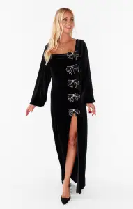 Eloise Dress ~ Velvet with Rhinestone Bows(XS)