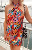 Jasmine Halter Mini Dress ~ Garden Glow(XS)