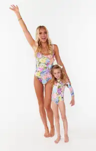 Miramar Beach One Piece ~ Flower Shop Rib Scrunch(XS)