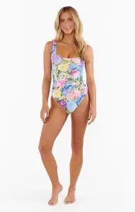 Miramar Beach One Piece ~ Flower Shop Rib Scrunch(XS)