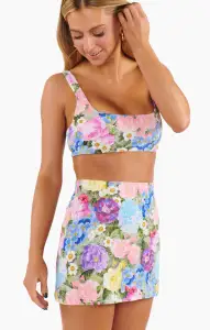 Mary Mini Skirt ~ Flower Shop Rib Scrunch(XS)