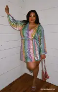 Wear Me Out Dress ~ Rainbow Stripe Sequins(XS)