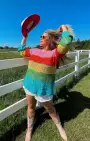 Paula Pullover ~ Bright Stripe Crochet(XS)