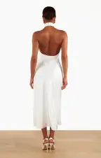 Jasmine Halter Midi Dress ~ Ivory Luxe Satin(XXS)