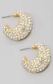Pave Rhinestone Puff Hoop Earrings ~ Gold(OS)