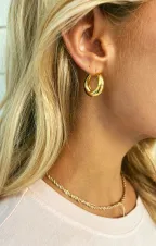 LUV AJ Marbella Hoop Earrings ~ 14K Gold Plated