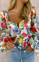Lover Top ~ Charm Peony White Taffeta(XS)