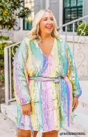 Wear Me Out Dress ~ Rainbow Stripe Sequins(XS)