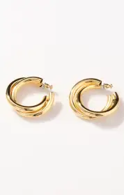 Faithy Jewels Gaby Twist Hoop Earrings ~ 18k Gold Plated(OS)