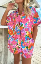 Parker Button Down ~ Barbie™ Blooms(XS)