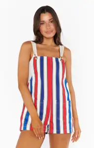 Trude Romper ~ Yacht Club Stripe Denim(XS)