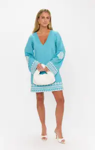Malia Mini Dress ~ Blue Capri Shells(XS)