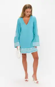 Malia Mini Dress ~ Blue Capri Shells(XS)