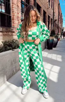 Out and About Cardi ~ Kelly Green Checker Knit(XS)