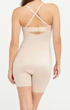 SPANX Suit Your Fancy Strapless Cupped Mid-Thigh Bodysuit ~ Champagne Beige(S)