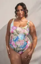 Miramar Beach One Piece ~ Flower Shop Rib Scrunch(XS)