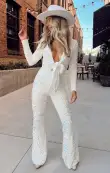 Martina Wrap Jumpsuit ~ White Sparkle Sequins(XXS)