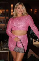 Last Call Top ~ Party Pink Sequins
