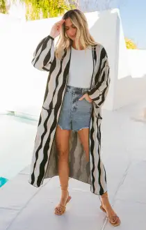 Out and About Cardi ~ Squiggle Stripe Knit(XS)