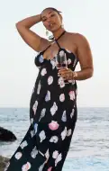 Milos Maxi Dress ~ Black Shell Luxe Satin(XS)