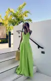 Eliza Maxi Dress ~ Key Lime Light Taffeta(XS)