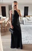 Lisa Maxi Dress ~ Black Luxe Satin(XXS)
