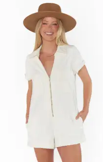 Range Zip Up Romper ~ Cream Corduroy(XS)