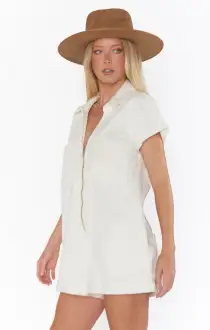 Range Zip Up Romper ~ Cream Corduroy(XS)