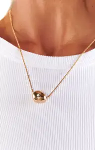 Ettika Crystal Dot Pebble Pendant Necklace ~ Gold(OS)