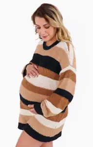 Timothy Tunic Sweater ~ Neutral Multi Stripe Knit(XS)