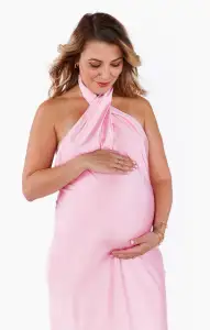 Jasmine Halter Maxi Dress ~ Light Pink Luxe Satin(XXS)