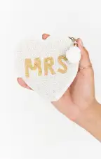 MRS Coin Purse ~ White & Gold Beaded