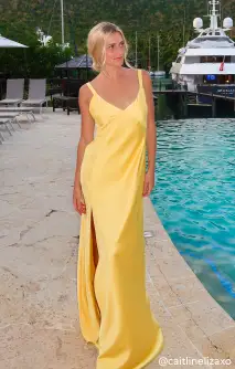 Anderson Maxi Dress ~ Yellow Luxe Satin(XXS)