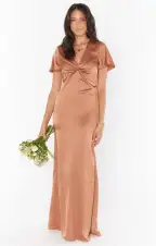 Rome Twist Gown ~ Copper Luxe Satin(XXS)