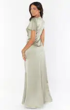 Rome Twist Gown ~ Moss Green Luxe Satin(XXS)