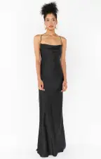 Tuscany Maxi Slip Dress ~ Black Luxe Satin(XXS)