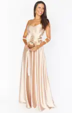 Faith Maxi Dress ~ Champagne Luxe Satin(XXS)