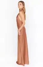 Jasmine Halter Maxi Dress ~ Copper Luxe Satin(XXS)