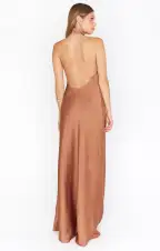 Jasmine Halter Maxi Dress ~ Copper Luxe Satin(XXS)