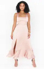 Claire Midi Dress ~ Rose Gold Luxe Satin(XXS)